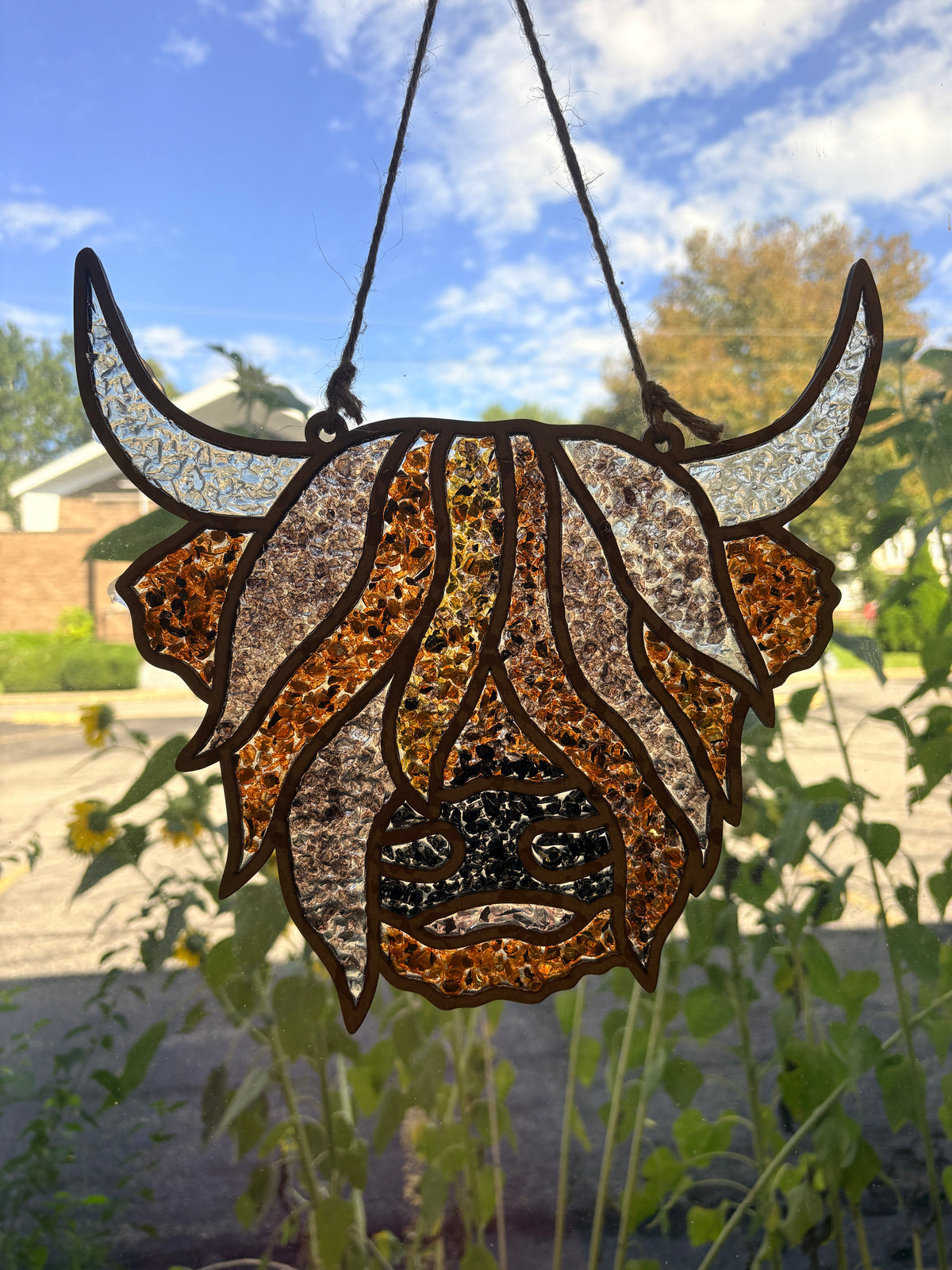 Highland Cow Crushed Glass
