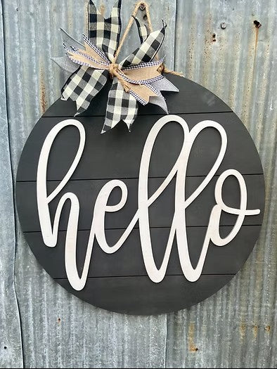 Hello Fancy Door Hanger (slat)